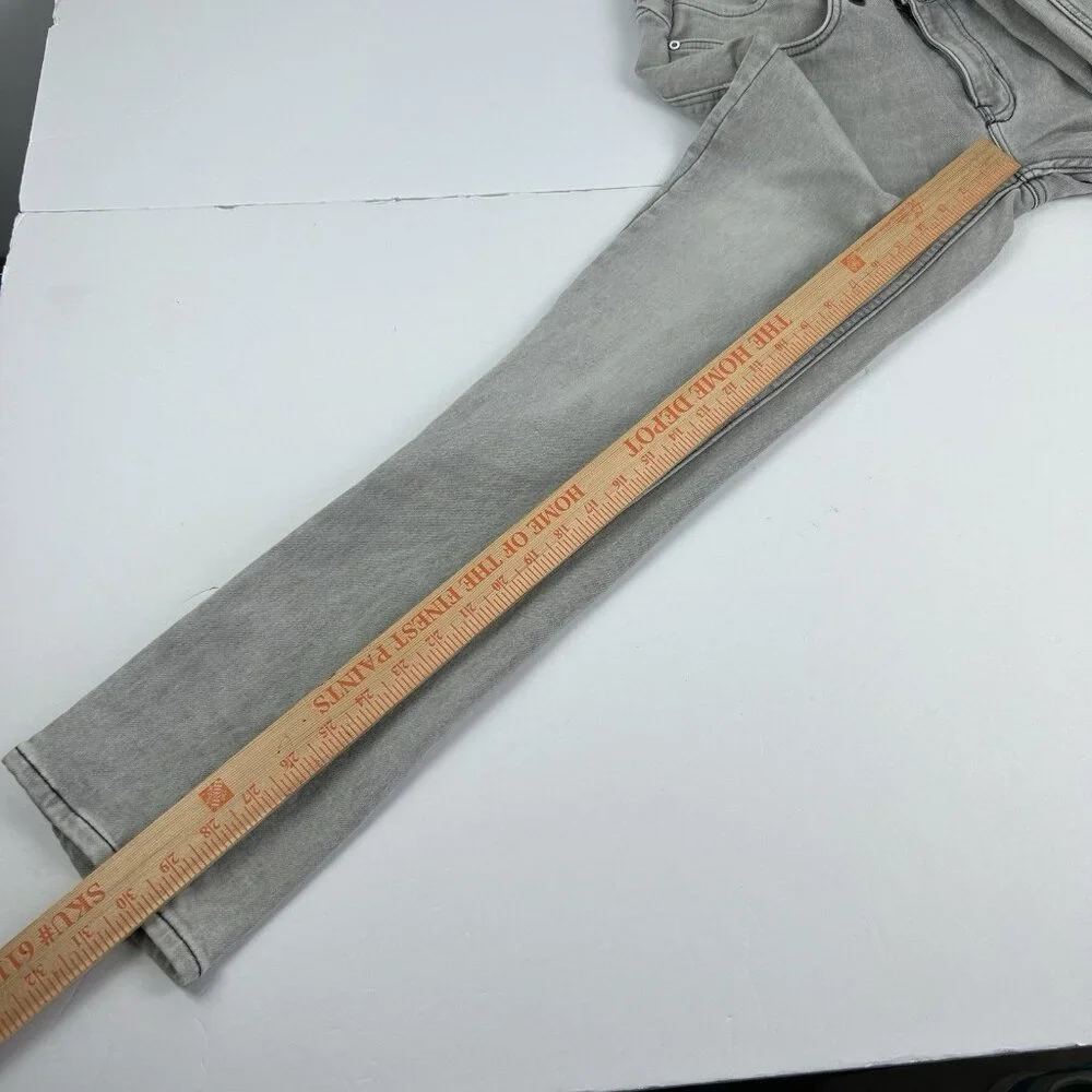 ED HARDY SKULLER Gray Wash Denim Straight Super Slim Jeans 34 Zip Fly